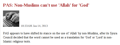 PAS  Non-Muslims can't use 'Allah' for 'God' - Malaysiakini-121405